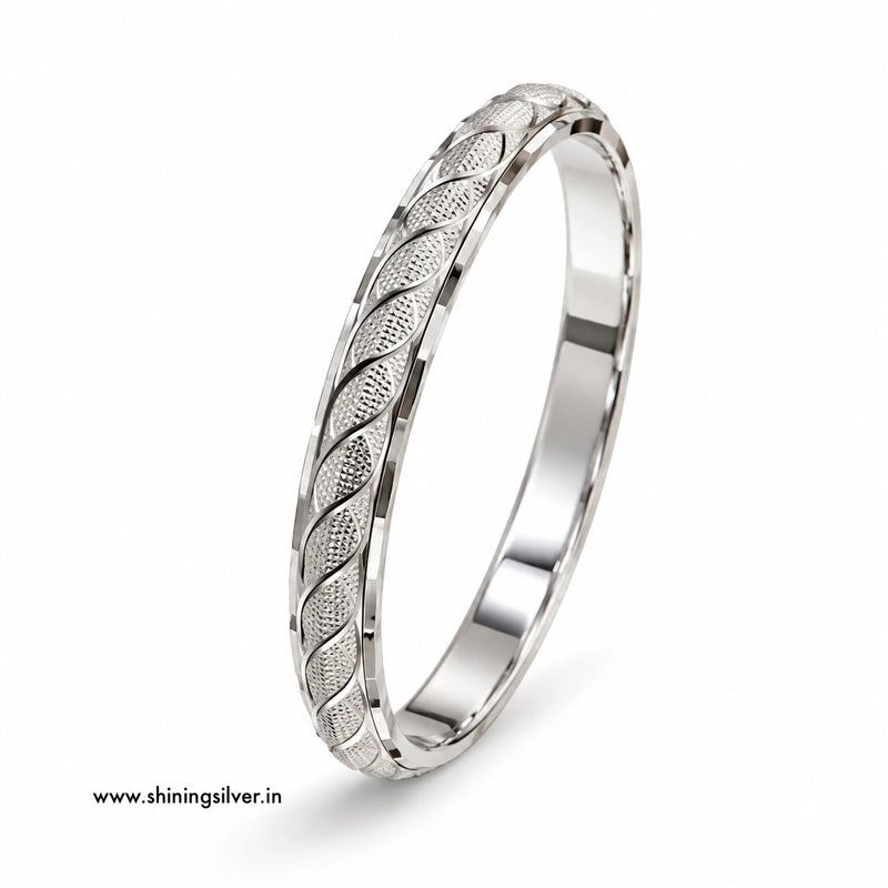 SHINING’s 925 Pure Silver Men’s Kada | Leaf Design | 45g