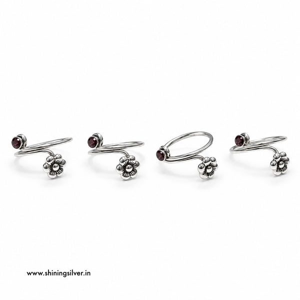 SHINING’s 925 Pure Silver Flower & Garnet Bichiya
