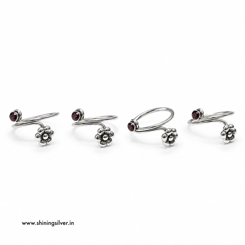 SHINING’s 925 Pure Silver Flower & Garnet Bichiya