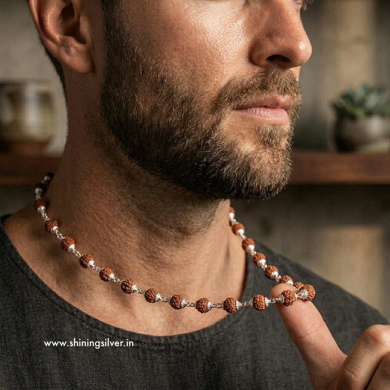 SHINING’s Original Rudraksh Kanthi Mala | 925 Pure Silver