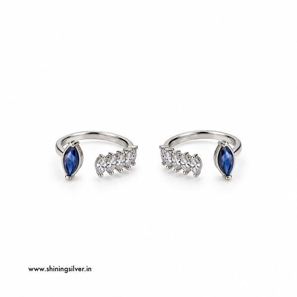 SHINING’s 925 Sterling Silver Blue Stone Open-Top Toe Rings