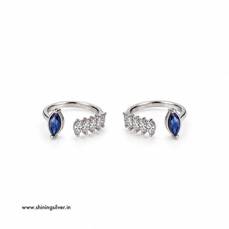 SHINING’s 925 Sterling Silver Blue Stone Open-Top Toe Rings
