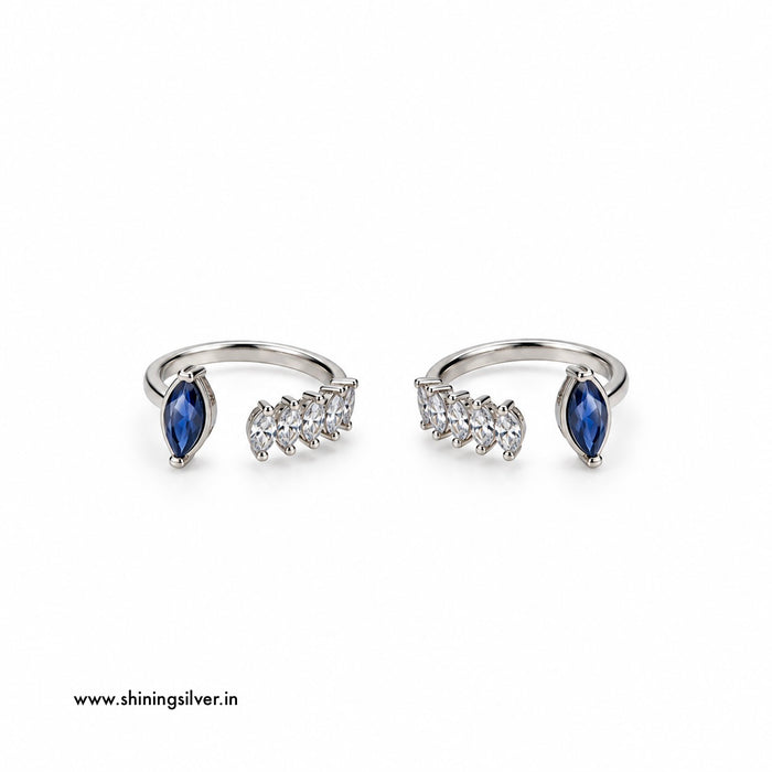 SHINING’s 925 Sterling Silver Blue Stone Open-Top Toe Rings