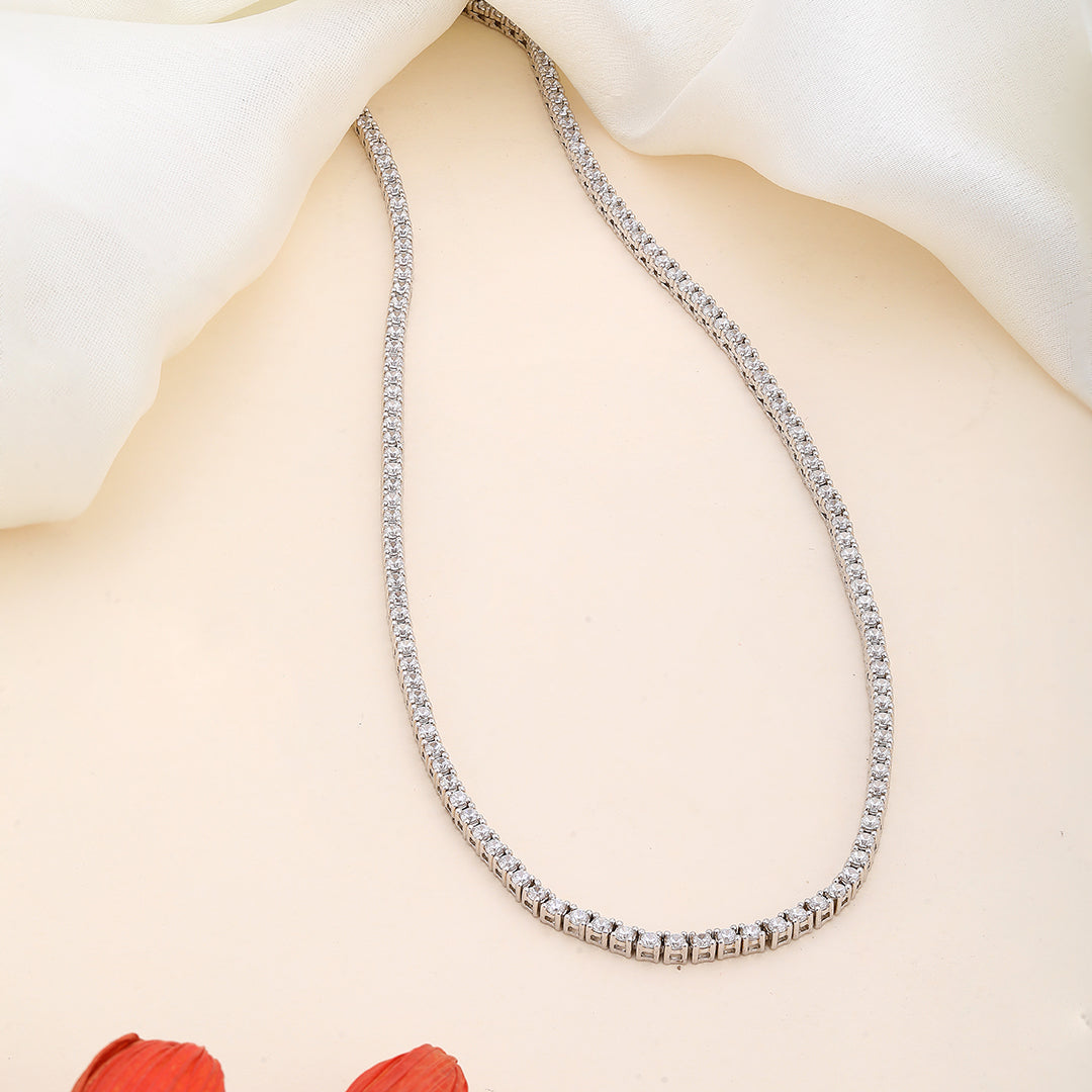 Diamond Solitare Necklace- 925 Sterling Silver