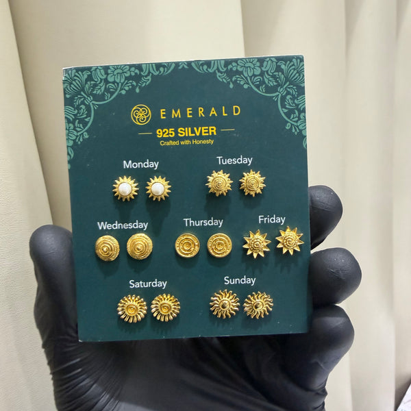 7 Earrings set | Gold Plated | 925 Sterling Silver
