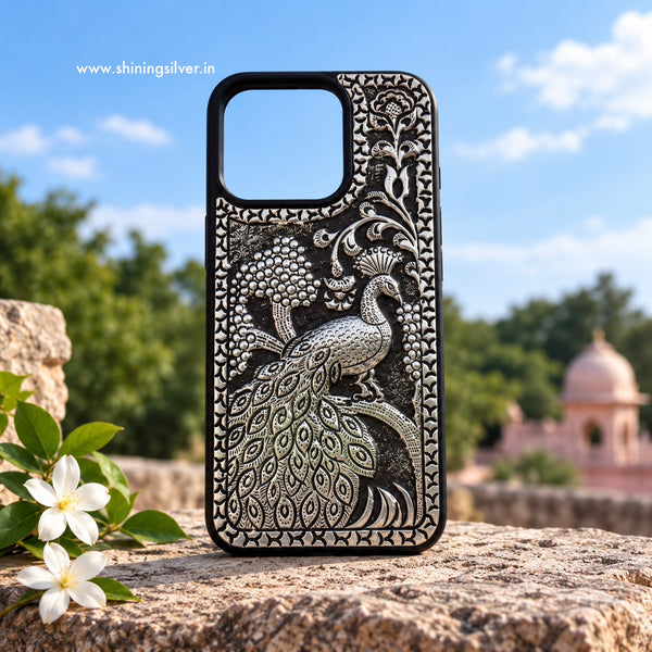SHINING’s 925 Silver Peacock Mobile Cover