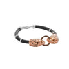 925 Sterling Silver Lion Face Leather Bracelet - Shining Silver.in