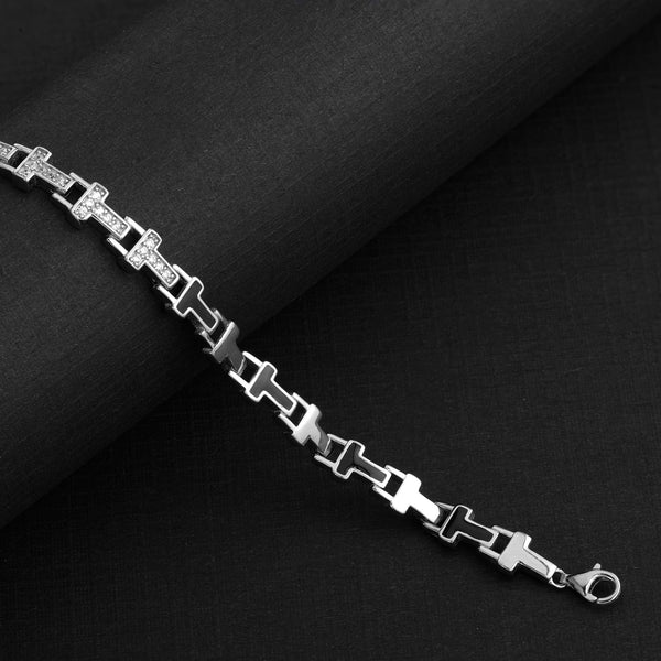 925 sterling silver men's contemporary design bracelet - Shining Silver.in