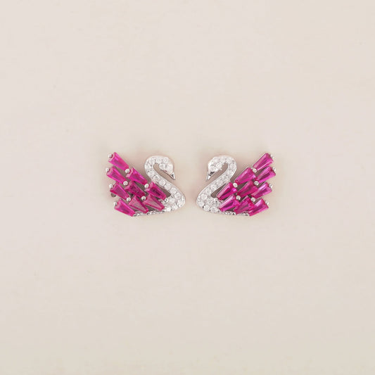 925 sterling silver swan-shaped stud earrings - Shining Silver.in