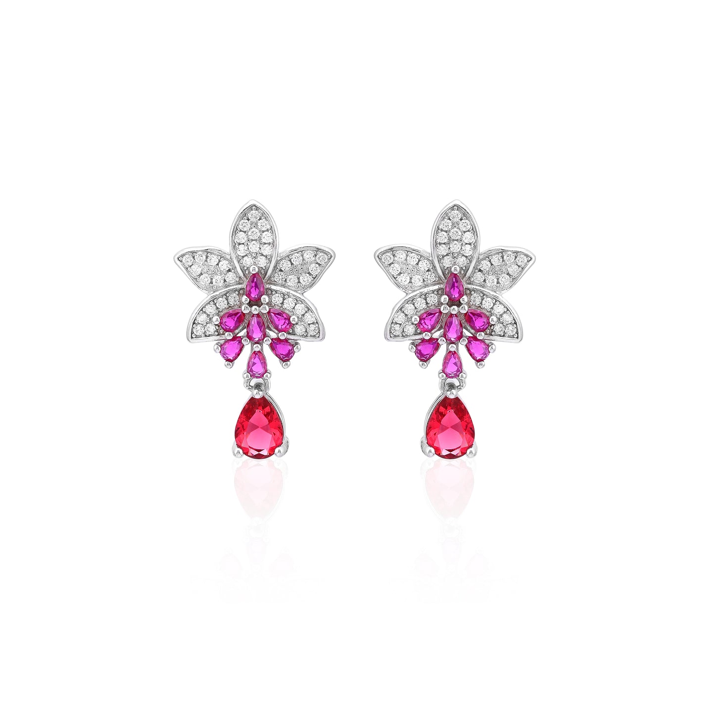 Ruby Red Earrings- 925 Sterling Silver