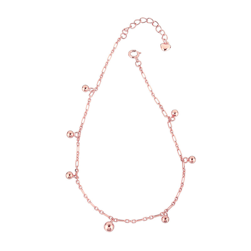 Single Rosegold Anklet- 925 Rosegold Plated Silver