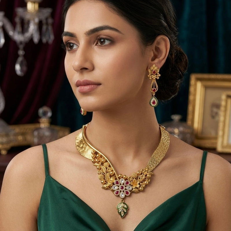 Kundan Necklace In Gold Plating | 925 Pure Silver