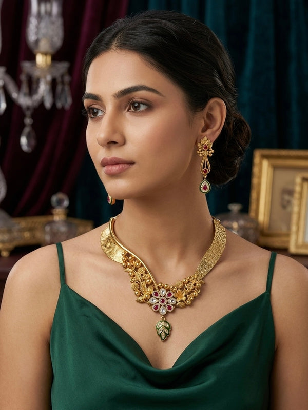 SHINING’s Kundan Necklace In Gold Plating | 925 Pure Silver