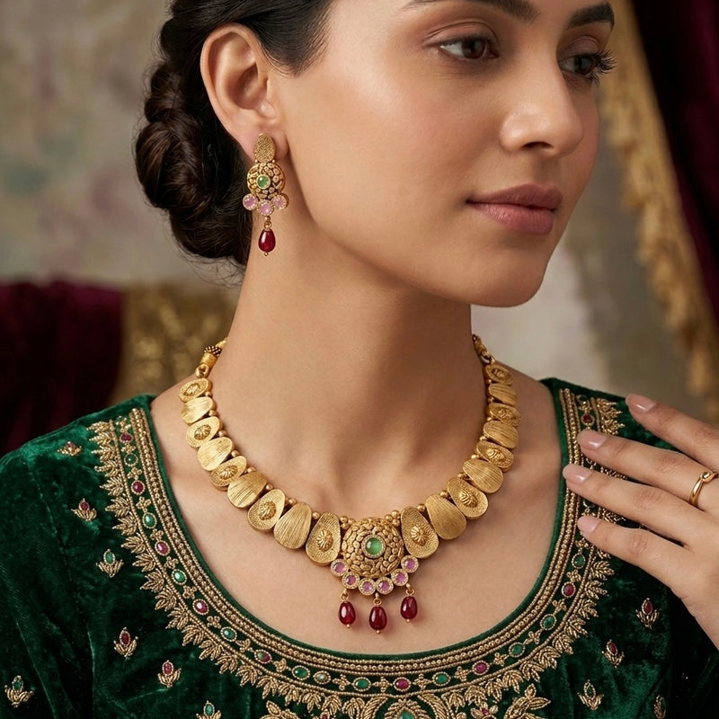 SHINING’s Antique Necklace In Gold Made with Silver | 925 Pure Silver | The Gilded Chapter