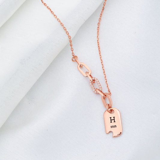 Link Necklace- 925 Rosegold Plated Silver