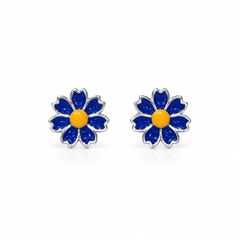 SHINING’s Blue Flower Sterling Silver Stud Earrings for Kids | Anti-Allergic