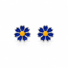 SHINING’s Blue Flower Sterling Silver Stud Earrings for Kids | Anti-Allergic