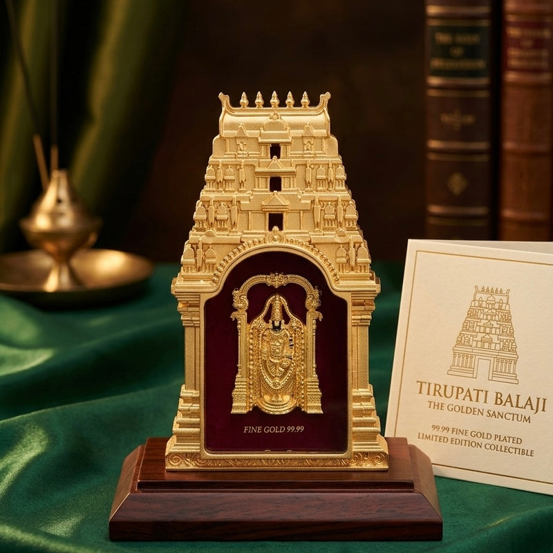 Shri Balaji Temple 24K Gold Temple Table-top/ Magnetic Display