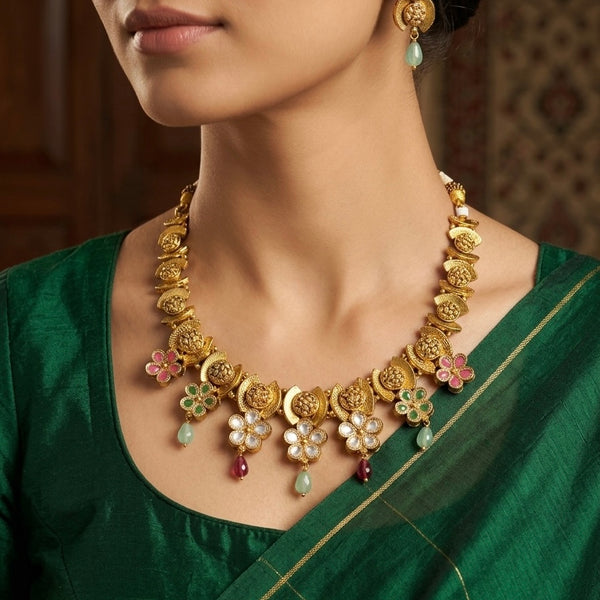 Antique Gold Necklace | 925 Pure Silver Base | The Gilded Chapter