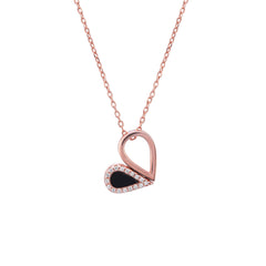 Black MOP Pendent With Link Chain | 925 Sterling Silver | Rosegold Plated