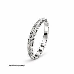SHINING’s 925 Silver Kada for Men | Designer Leaf Pattern | 45g