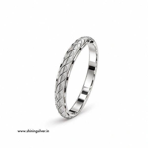 SHINING’s 925 Silver Kada for Men | Designer Leaf Pattern | 45g