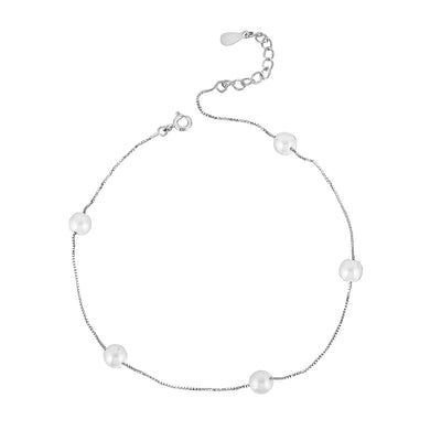 SHINING's Pearl Anklet- 925 Sterling Silver