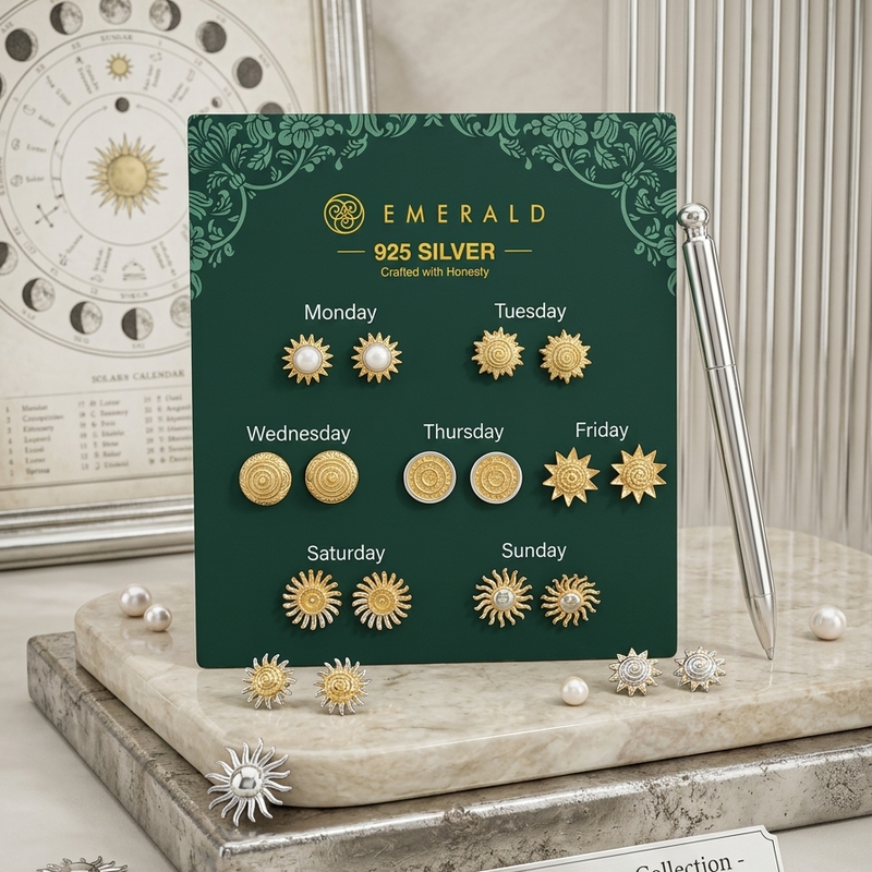 SHINING’s 7 Earrings set | Gold Plated | 925 Sterling Silver