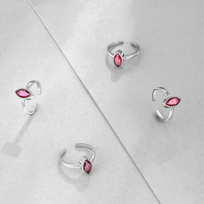 Ruby Red Marquess Style Toerings | 925 Sterling Silver