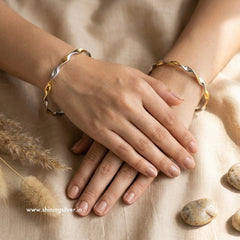 SHINING’s 925 Silver Golden Touch Bangles (Pair)