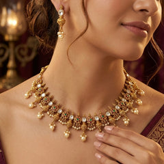 SHINING’s Gold Plated South indian Necklace | 925 Pure Silver | The Gilded Chapter