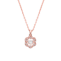 Shimmering Solitare Pandent With Ball Chain- 925 Rosegold Plated Silver