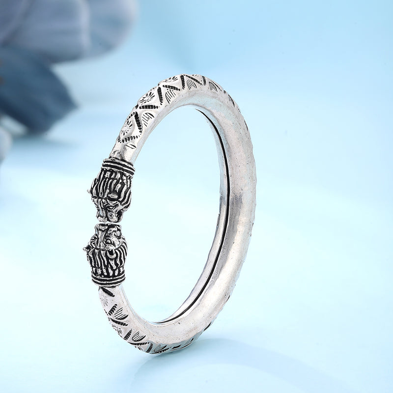 Oxidised Sher Mukhi Kada | 925 Pure Silver
