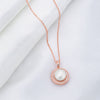 Pearl Pendent With Link Chain- 925 Rosegold Plated Silver