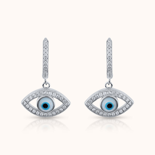 SHINING’s Sterling Silver Evil Eye Earrings