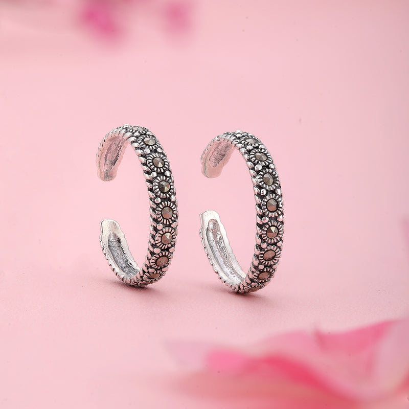 Elegant Marcasite Minimal Toe Rings | 925 Sterling Silver