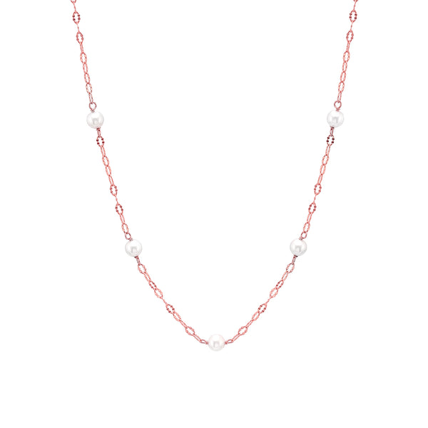 Rose Pearl Necklace Minimal Design- 925 Sterling Silver