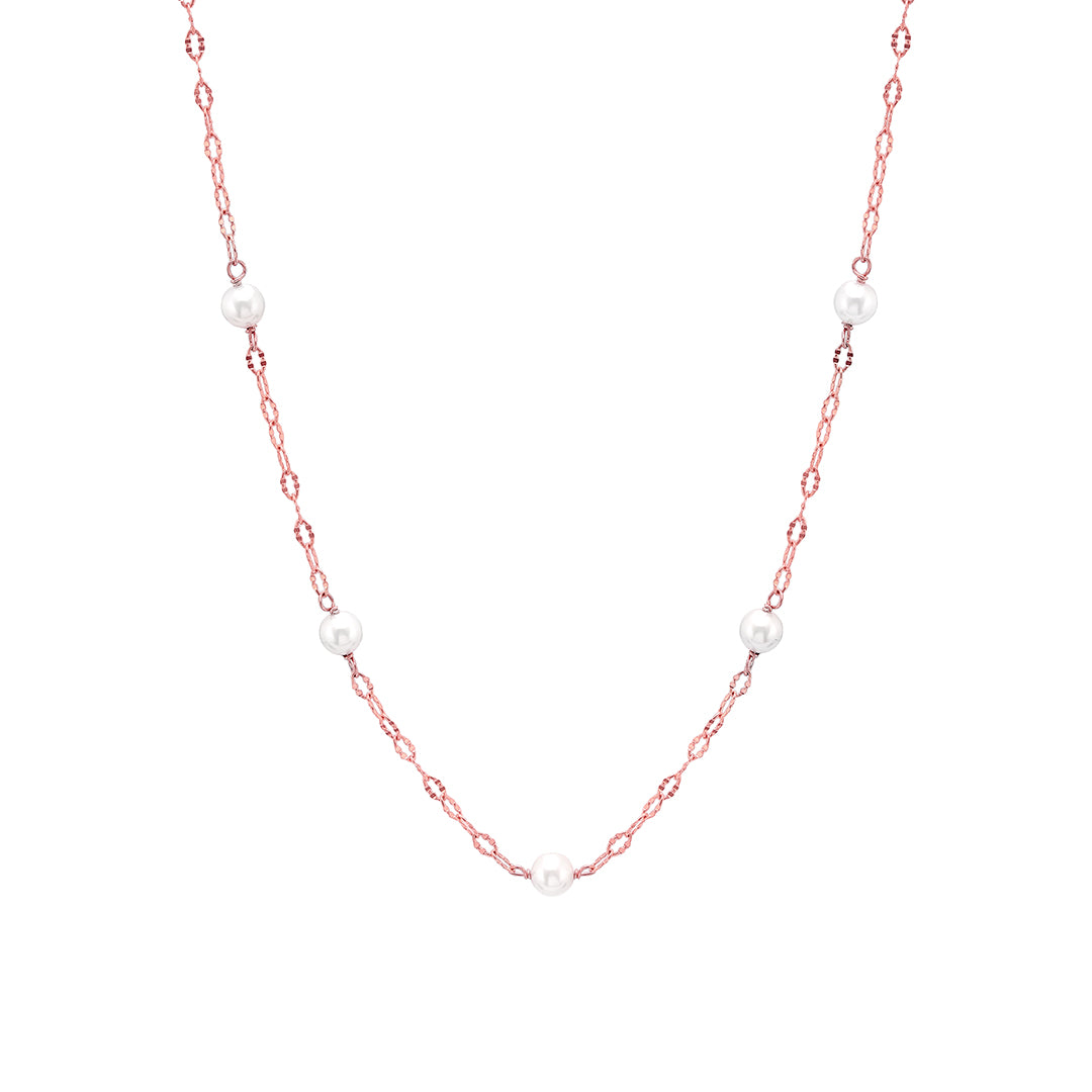 Rose Pearl Necklace Minimal Design- 925 Sterling Silver