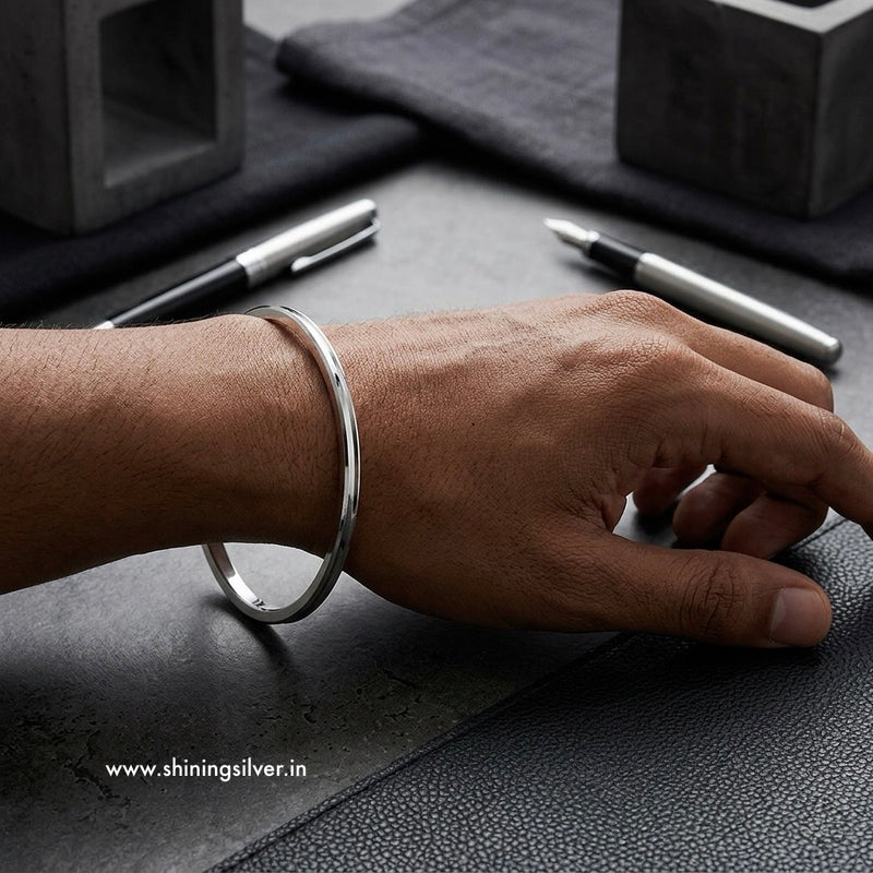 Sleek Silver Kada For Men | 925 Pure Silver