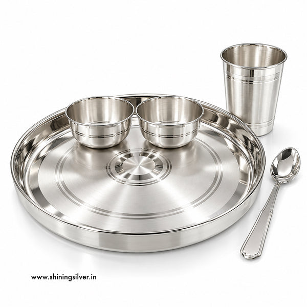 SHINING’s 925 Classic Pure Silver Dinner Set | Premium Silver Thali Set