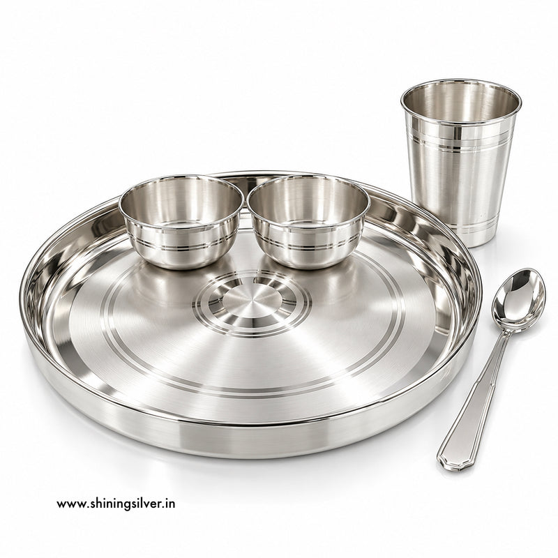 SHINING’s 925 Classic Pure Silver Dinner Set | Premium Silver Thali Set