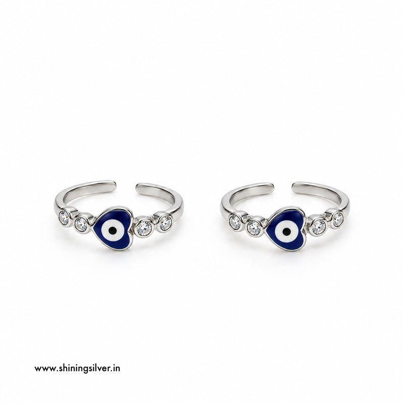 SHINING’s 925 Sterling Silver Evil Eye Toe Rings for Women & Girls