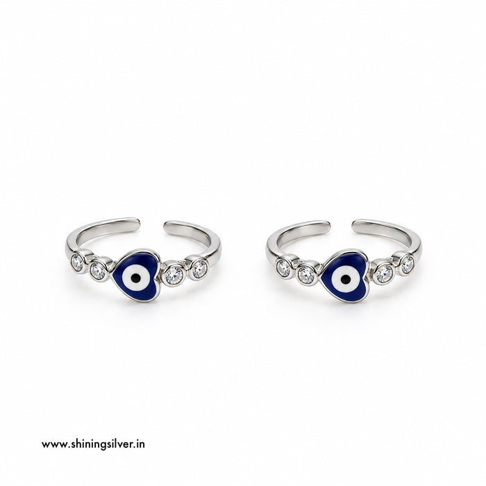 SHINING’s 925 Sterling Silver Evil Eye Toe Rings for Women & Girls
