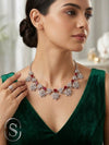 SHINING’s Celestia Ruby And American Brilliant Diamond Necklace With Earrings | 925 Sterling Silver