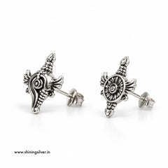 SHINING’s 925 Silver Shankha & Chakra Earrings | Spiritual Earrings for Devotees