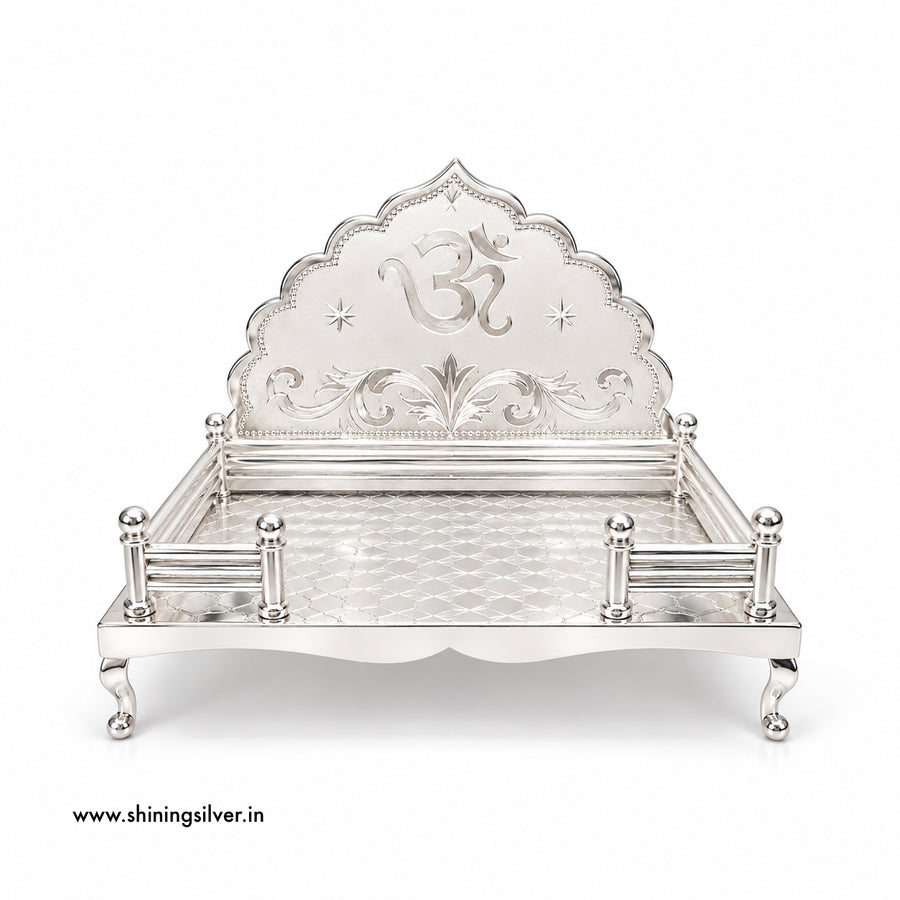 SHINING’s 925 Pure Silver Singhasan | Traditional Silver Pooja Chowki