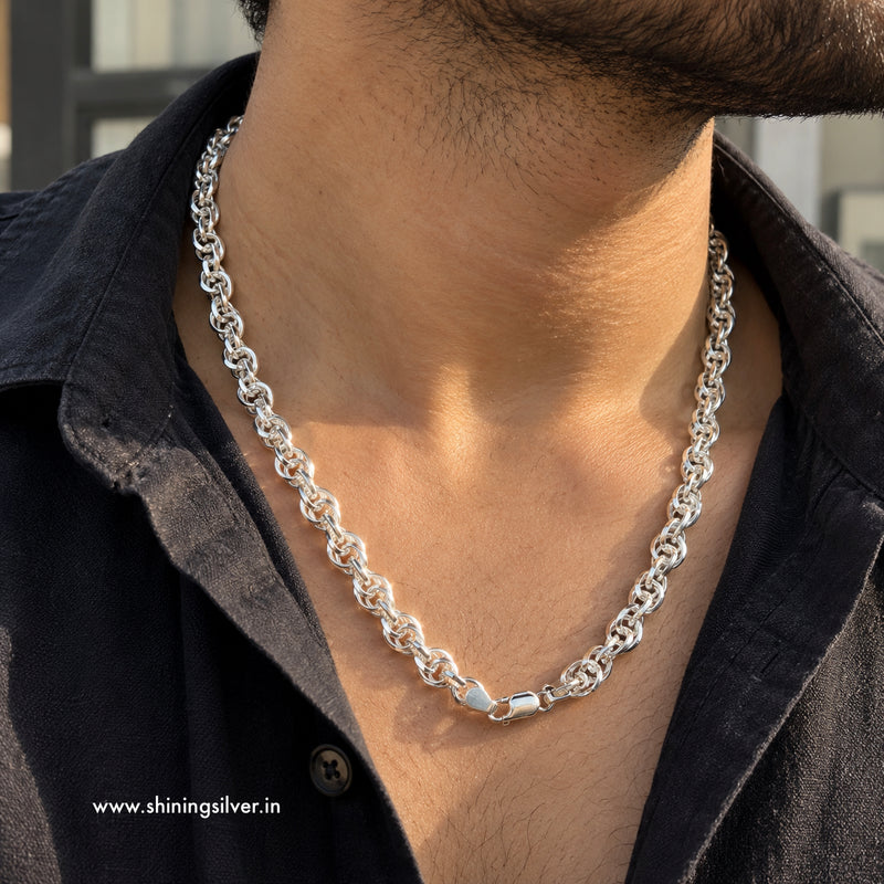 SHINING’s 925 Sterling Silver Hollow Chain for Men