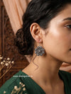 SHINING’s Antique Floral Silver Drops- 925 Oxidised Earrings