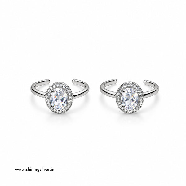 SHINING’s 925 Sterling Silver Oval Stone Toe Rings