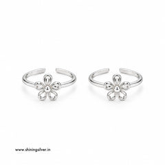 SHINING’s 925 Pure Silver Floral Toe Rings